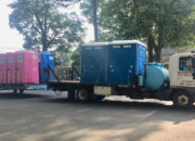 Trailer full of portable restrooms